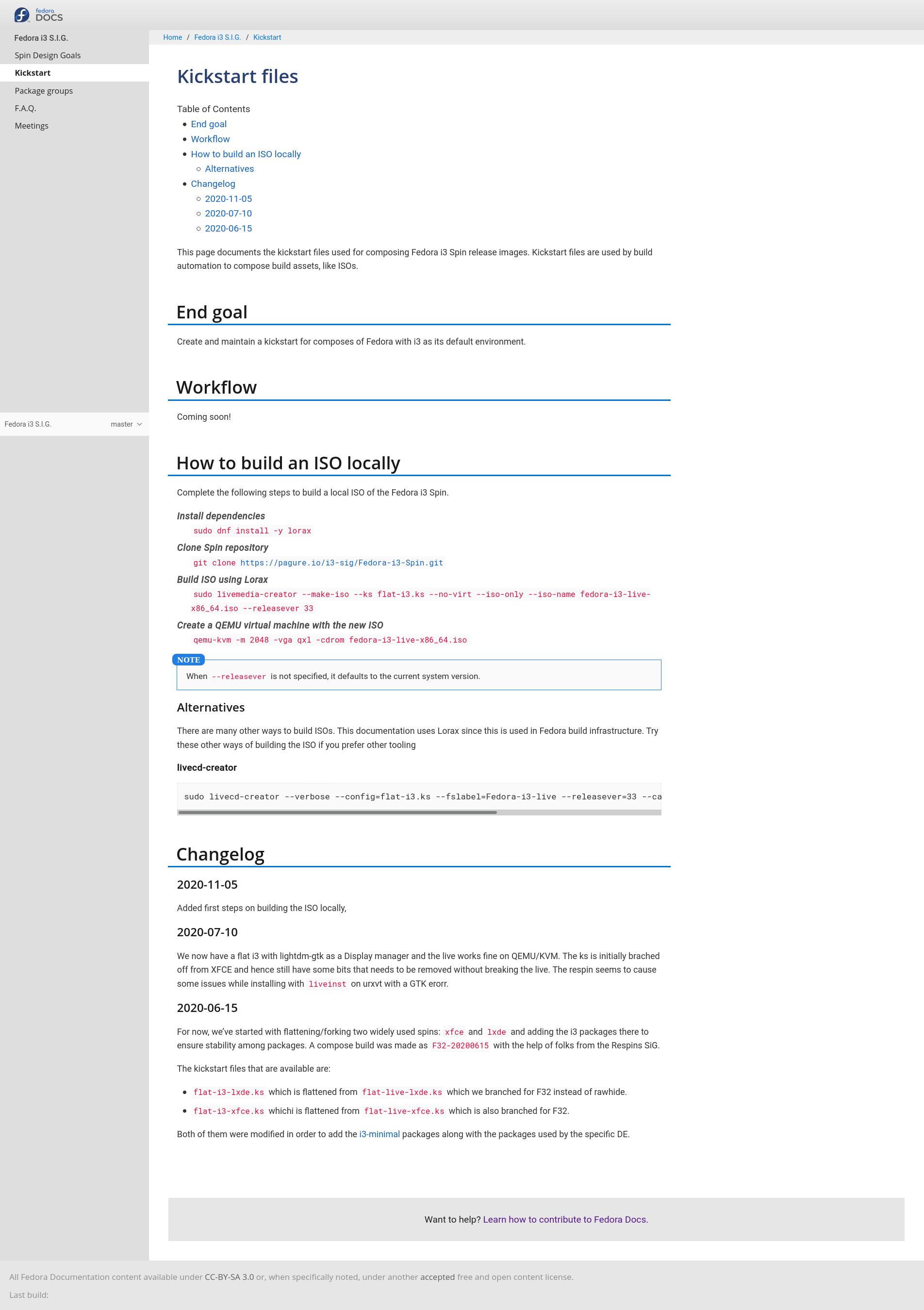 Screenshot of local preview of the edited Kickstarts page